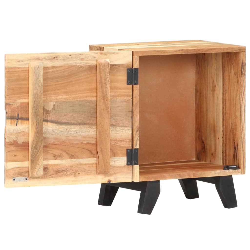 Mesita de noche de madera maciza de acacia 40x30x51 cm - Imagen 2