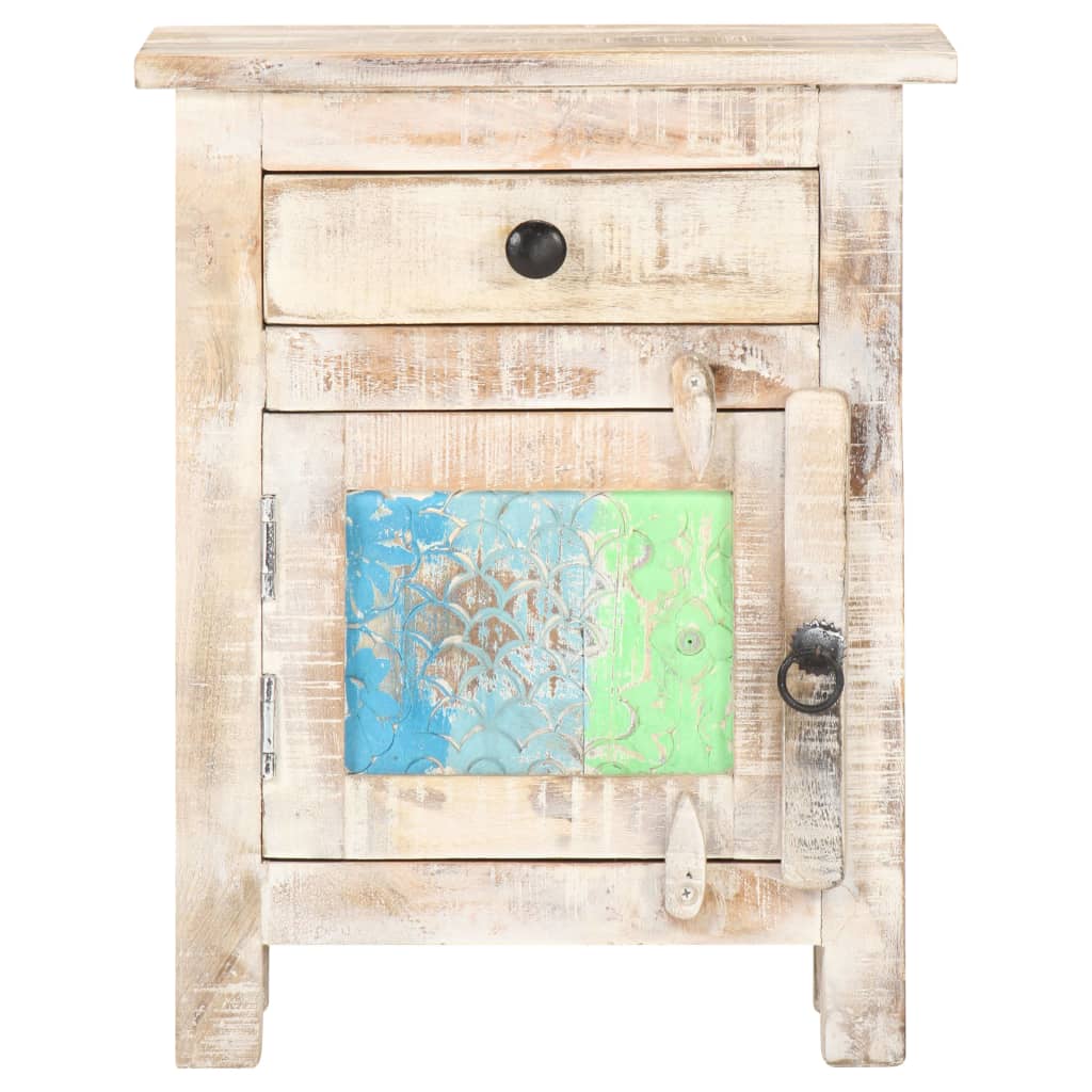 Mesita de noche de madera de acacia rugosa 40x30x50 cm - Imagen 3