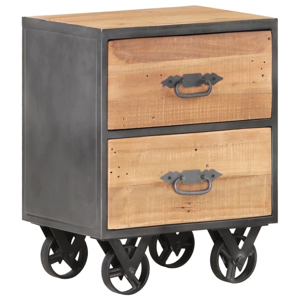 Mesita de noche de madera maciza reciclada 40x30x51 cm - Imagen 11