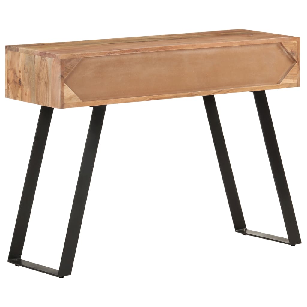Mesa consola de madera de acacia bordes naturales 100x35x76 cm - Imagen 4