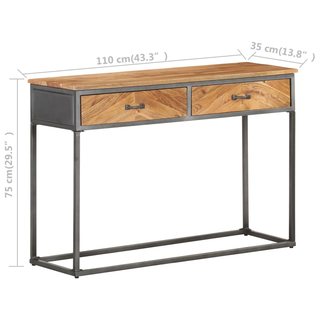 Mesa consola de madera maciza de acacia 110x35x75 cm - Imagen 6