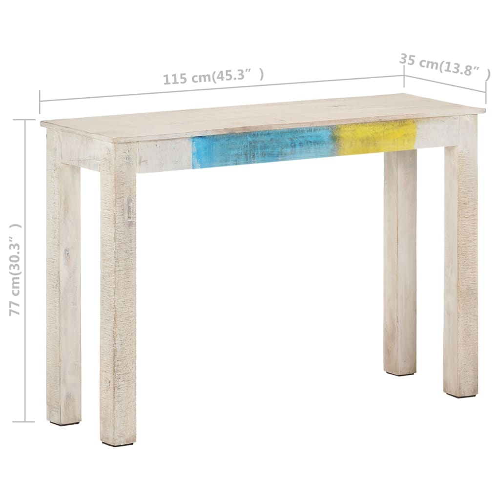 Mesa consola de madera de mango rugosa blanca 115x35x77 cm - Imagen 5
