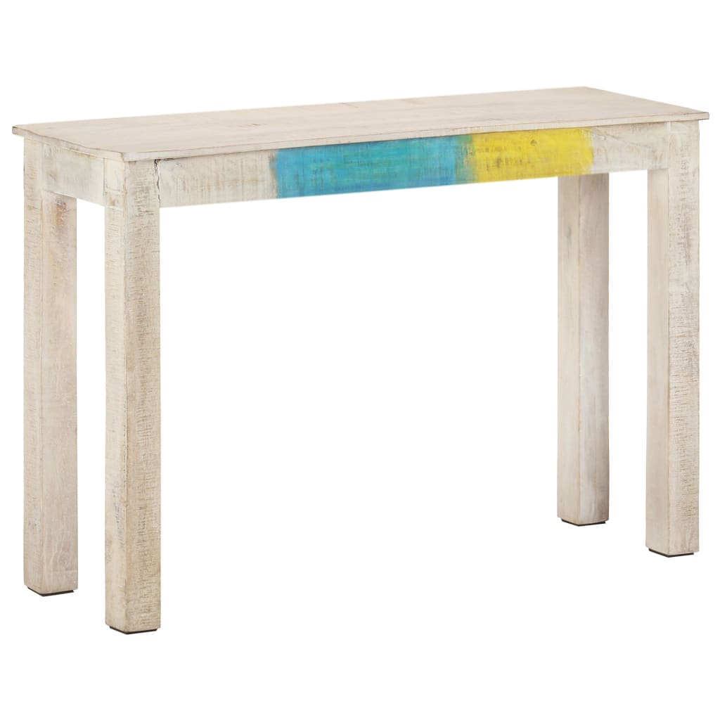 Mesa consola de madera de mango rugosa blanca 115x35x77 cm - Imagen 6