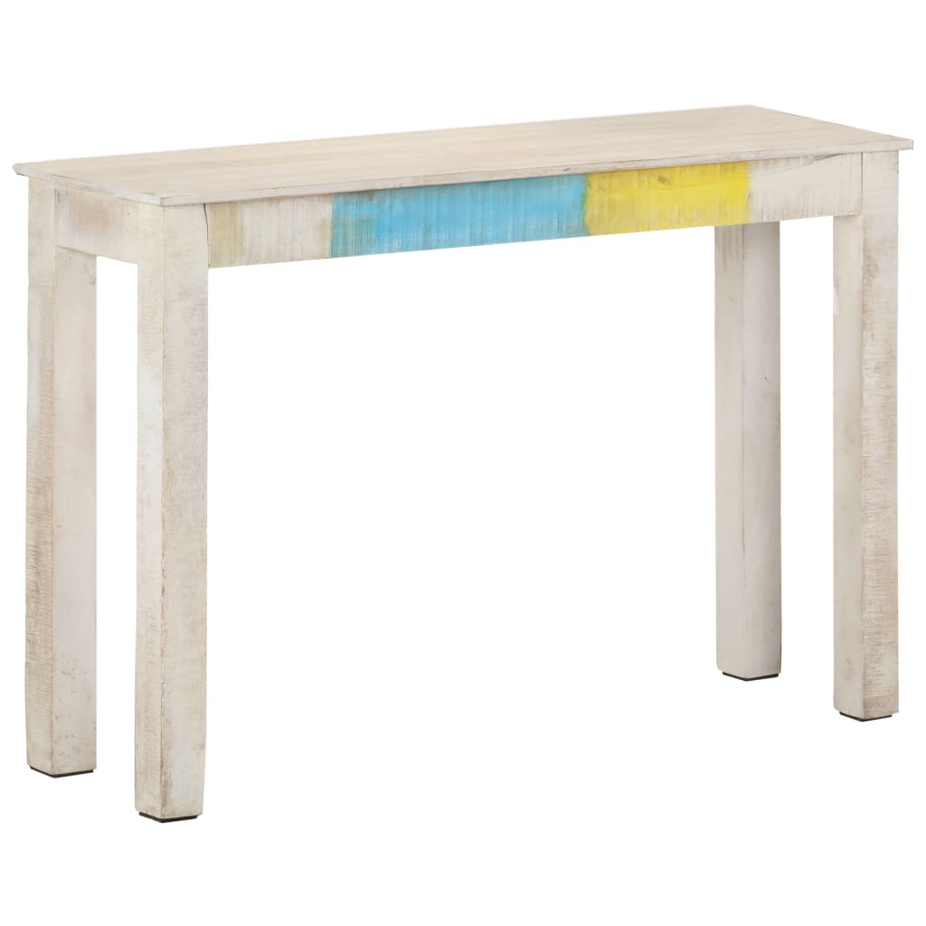 Mesa consola de madera de mango rugosa blanca 115x35x77 cm - Imagen 7