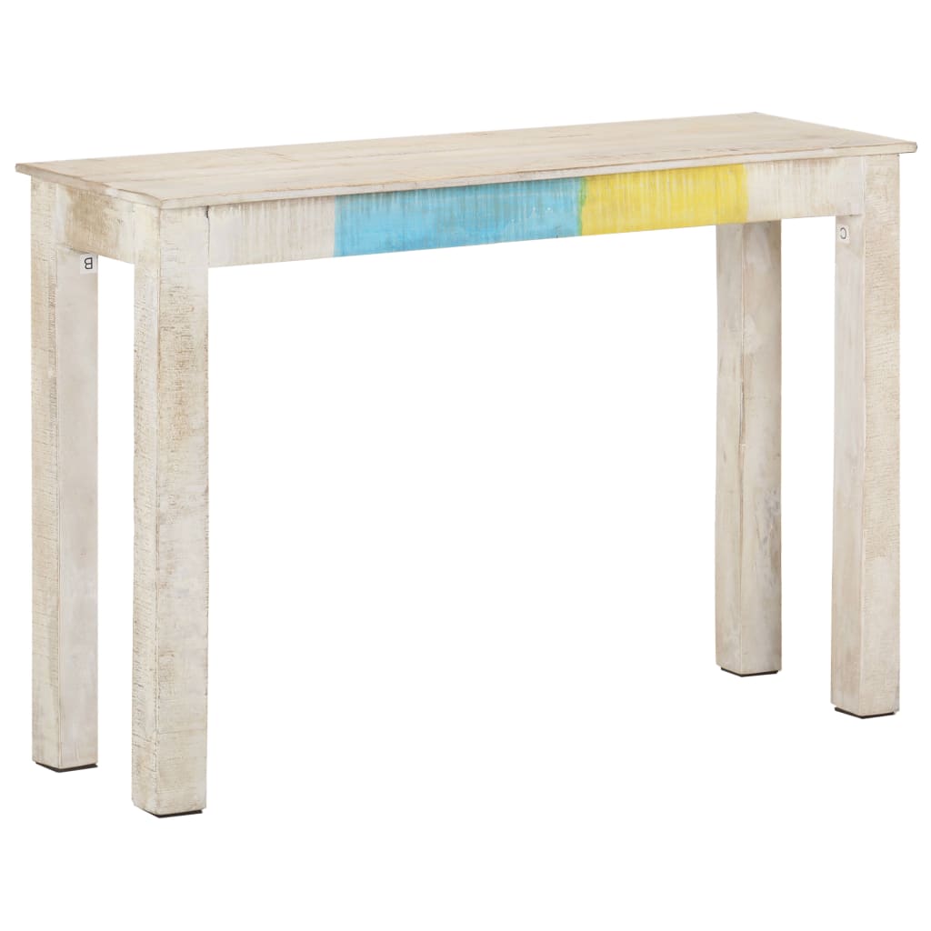 Mesa consola de madera de mango rugosa blanca 115x35x77 cm - Imagen 8