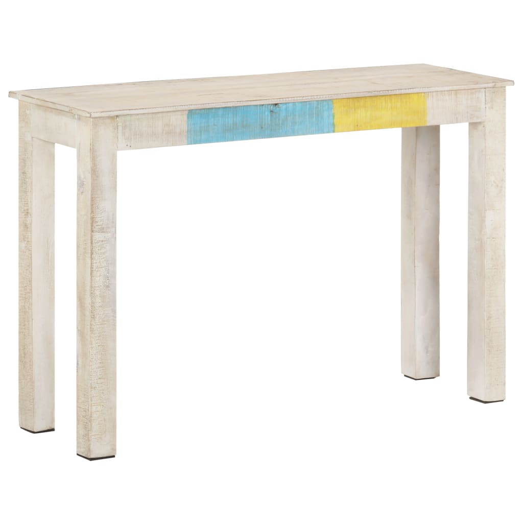Mesa consola de madera de mango rugosa blanca 115x35x77 cm - Imagen 9