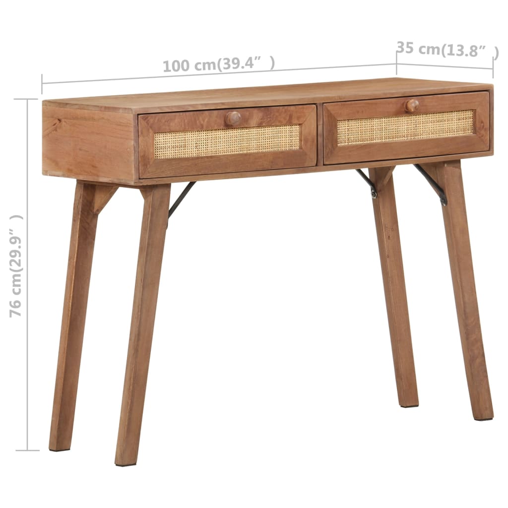 Mesa consola de madera maciza de mango 100x35x76 cm - Imagen 8