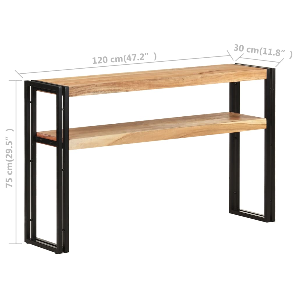 Mesa consola de madera maciza de acacia 120x30x75 cm - Imagen 5