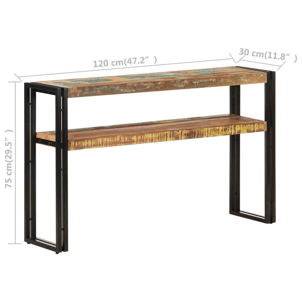 Mesa consola de madera maciza reciclada 120x30x75 cm - Imagen 5
