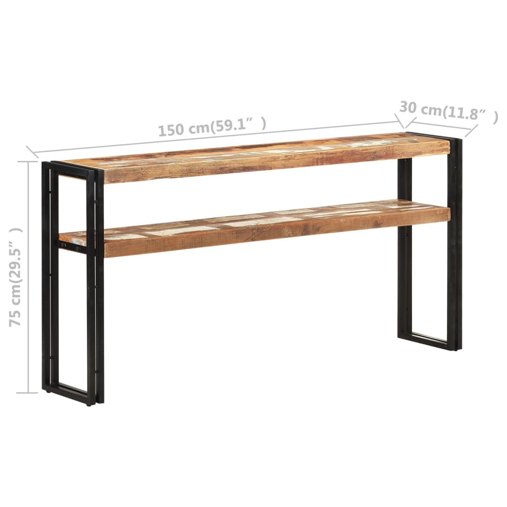 Mesa consola de madera maciza reciclada 150x30x75 cm - Imagen 5
