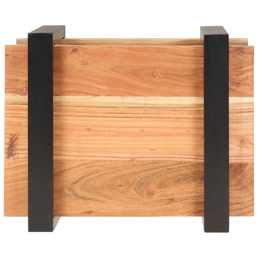 Mesita de noche de madera maciza de acacia 50x40x40 cm - Imagen 4