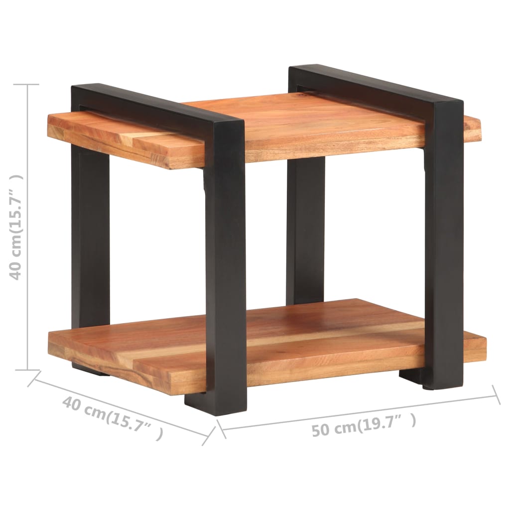 Mesita de noche de madera maciza de acacia 50x40x40 cm - Imagen 7