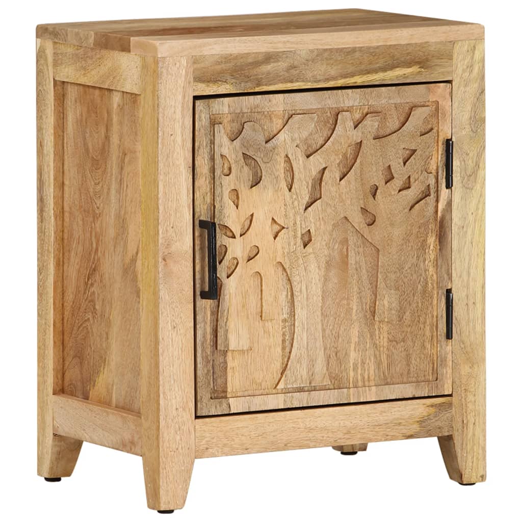 Mesita de noche de madera maciza de mango 40x30x50 cm - Imagen 11
