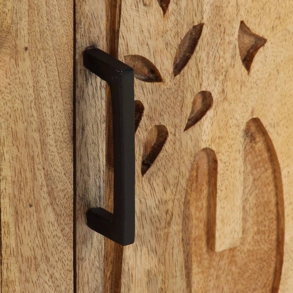 Mesita de noche de madera maciza de mango 40x30x50 cm - Imagen 6