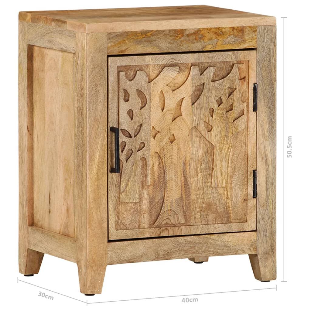 Mesita de noche de madera maciza de mango 40x30x50 cm - Imagen 7