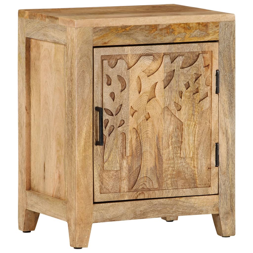 Mesita de noche de madera maciza de mango 40x30x50 cm - Imagen 8