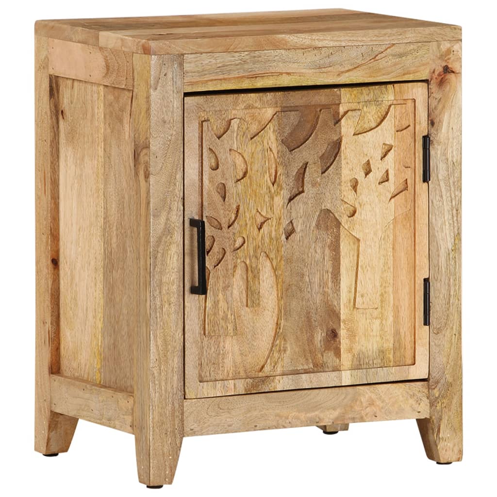 Mesita de noche de madera maciza de mango 40x30x50 cm - Imagen 9