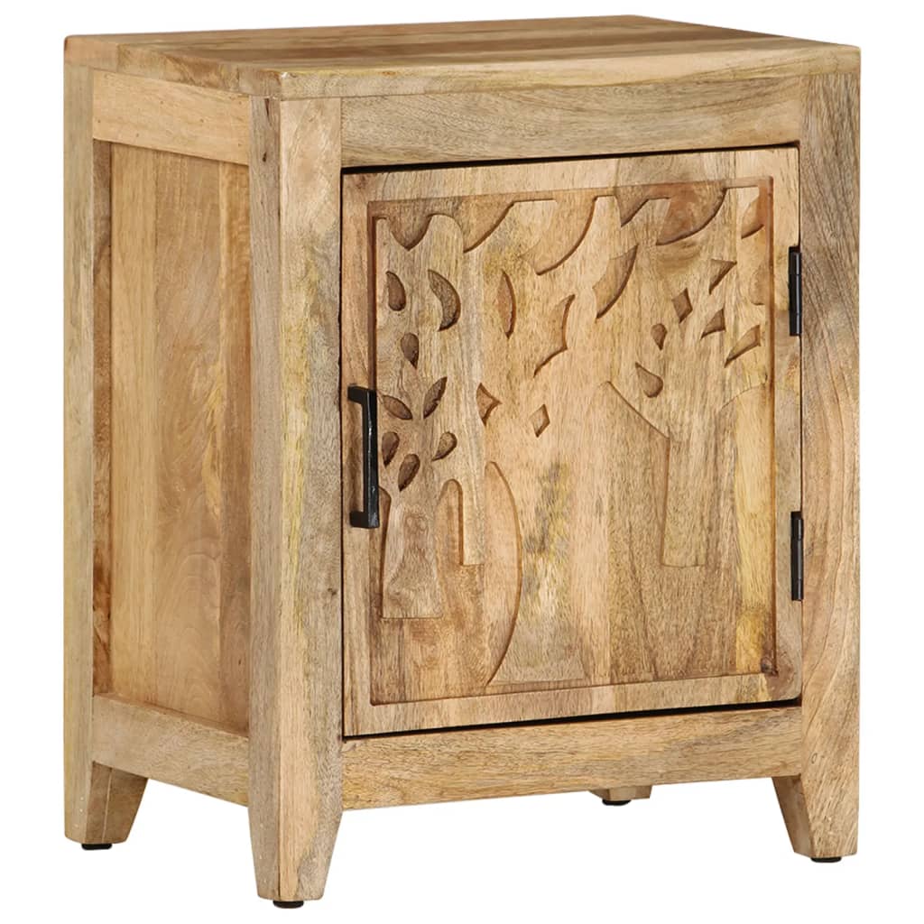Mesita de noche de madera maciza de mango 40x30x50 cm - Imagen 10