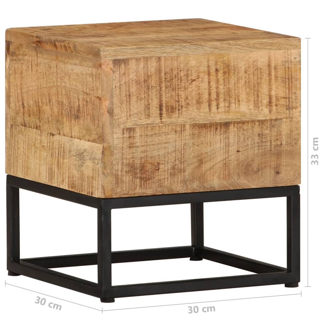 Mesa auxiliar de madera de mango rugosa 30x30x33 cm - Imagen 5