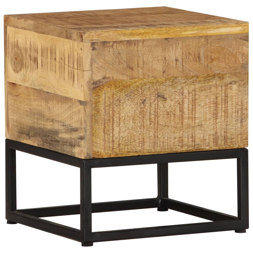 Mesa auxiliar de madera de mango rugosa 30x30x33 cm - Imagen 9