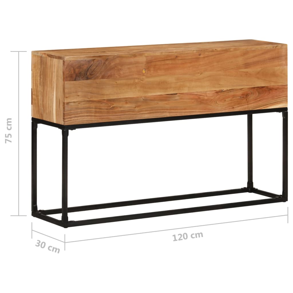 Mesa consola de madera maciza de acacia 120x30x75 cm - Imagen 7