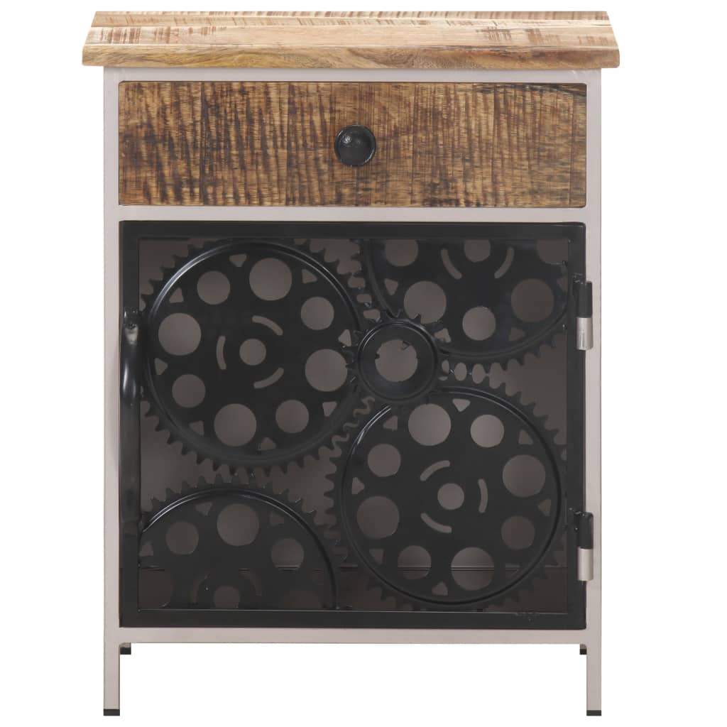Mesita de noche de madera de mango rugosa 40x30x50 cm - Imagen 2