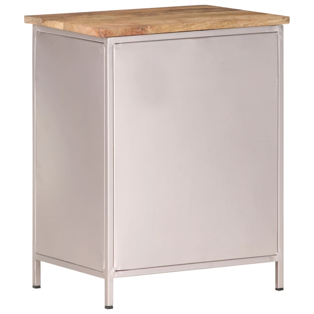 Mesita de noche de madera de mango rugosa 40x30x50 cm - Imagen 4