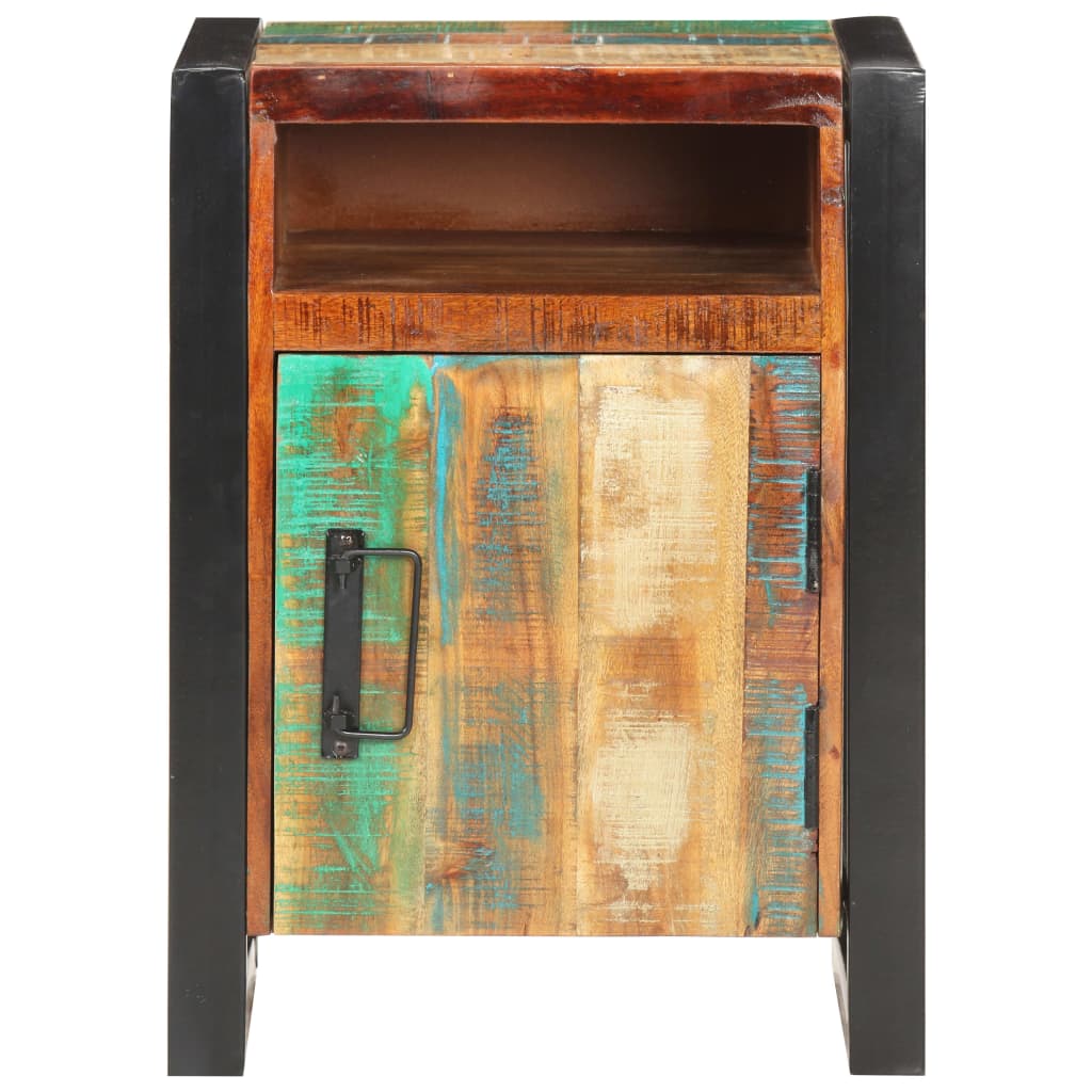 Mesita de noche de madera maciza reciclada 40x35x55 cm - Imagen 2