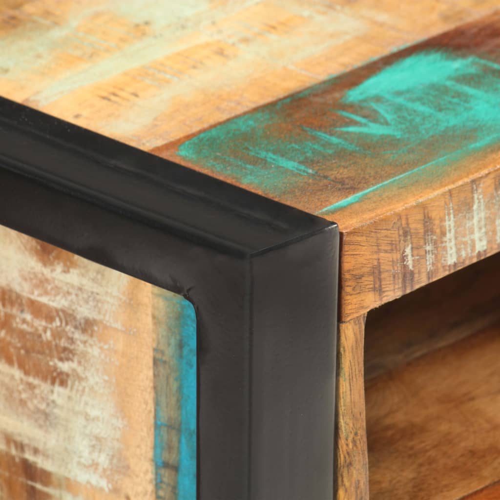 Mesita de noche de madera maciza reciclada 40x35x55 cm - Imagen 4