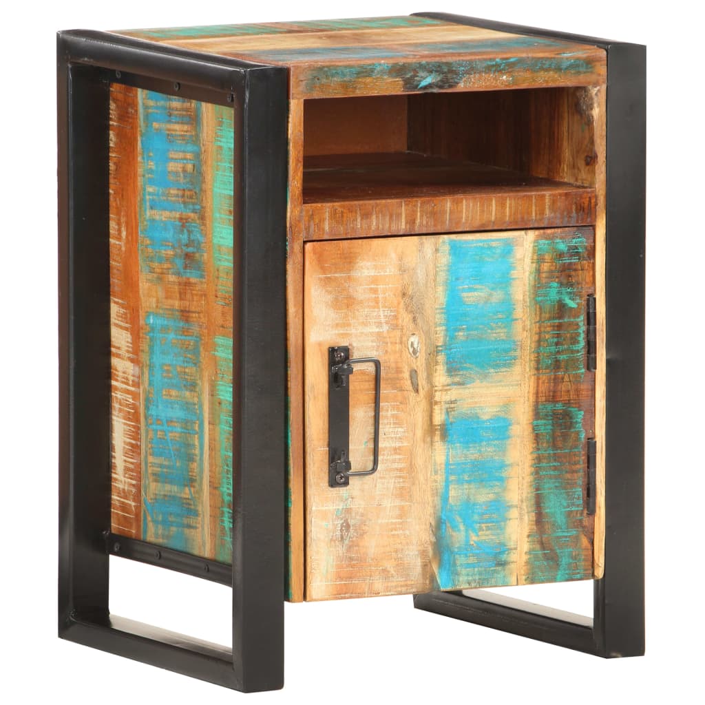 Mesita de noche de madera maciza reciclada 40x35x55 cm - Imagen 8