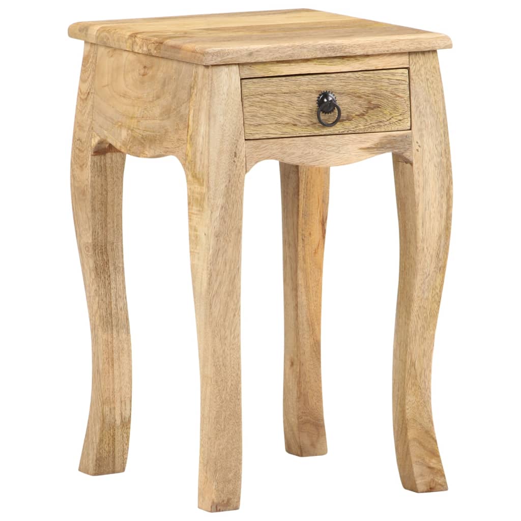 Mesita de noche de madera maciza de mango 28x28x46 cm - Imagen 9