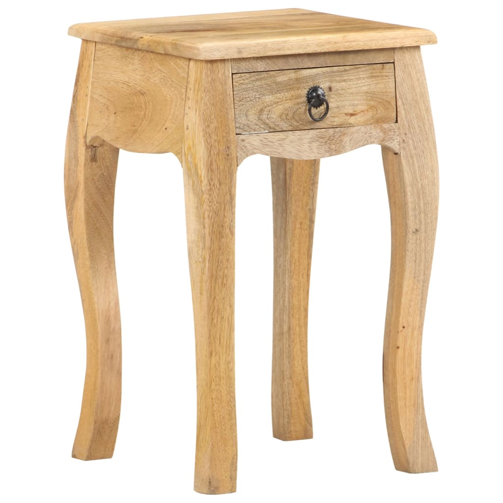 Mesita de noche de madera maciza de mango 28x28x46 cm - Imagen 10