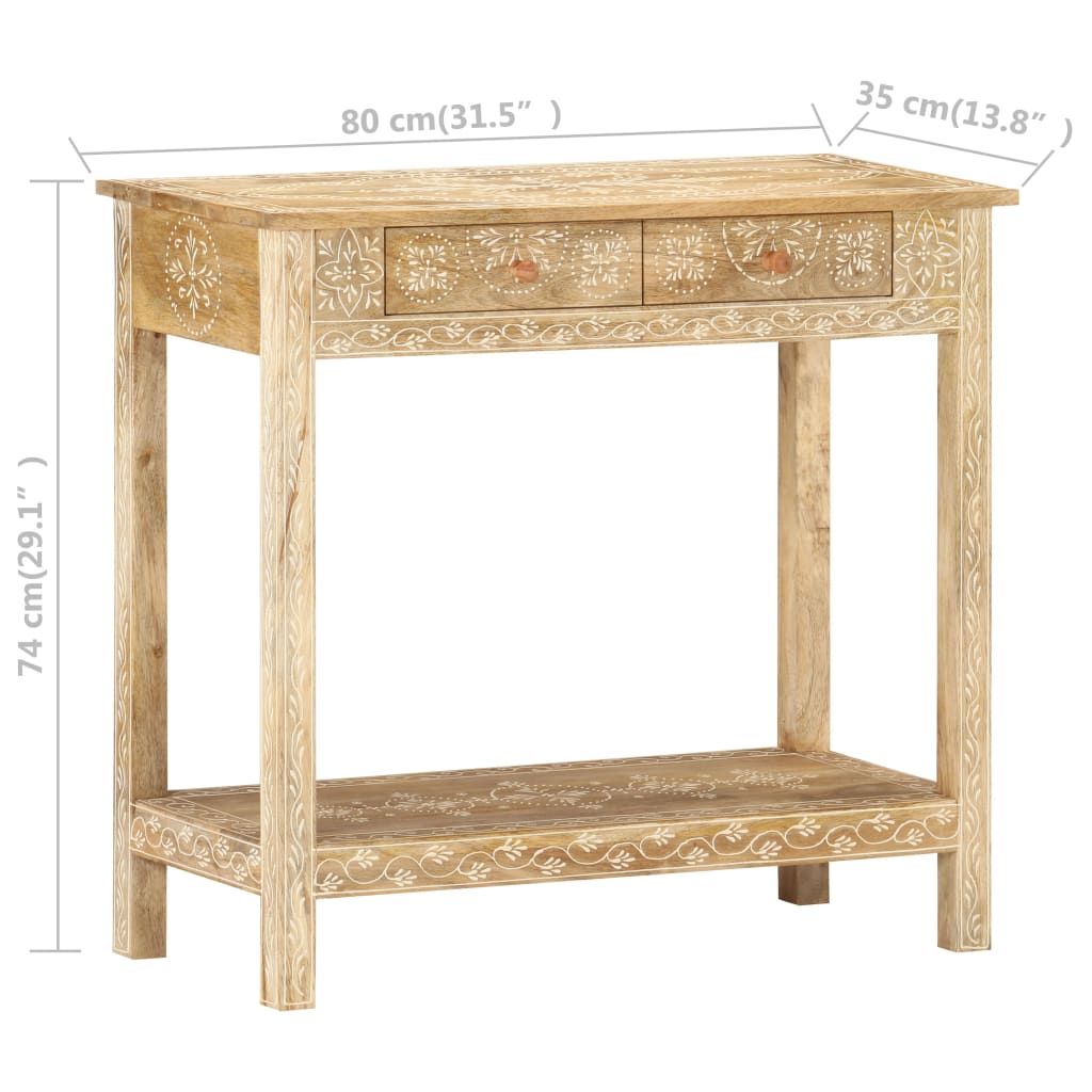 Mesa consola de madera maciza de mango 80x35x74 cm - Imagen 8
