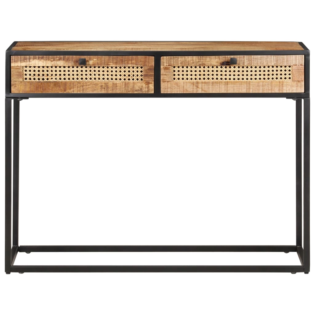 Mesa consola de madera de mango rugosa 100x35x75 cm - Imagen 3