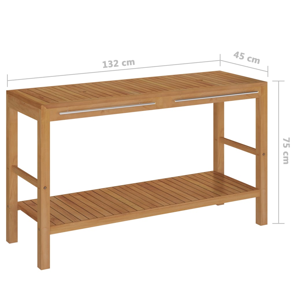 Mueble tocador madera teca maciza con lavabos de mármol negro - Imagen 10