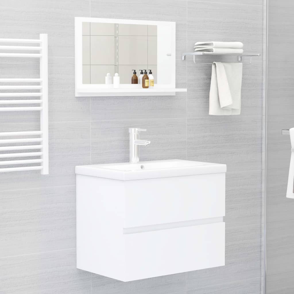 Espejo de baño madera contrachapada blanco 60x10,5x37 cm - Imagen 6