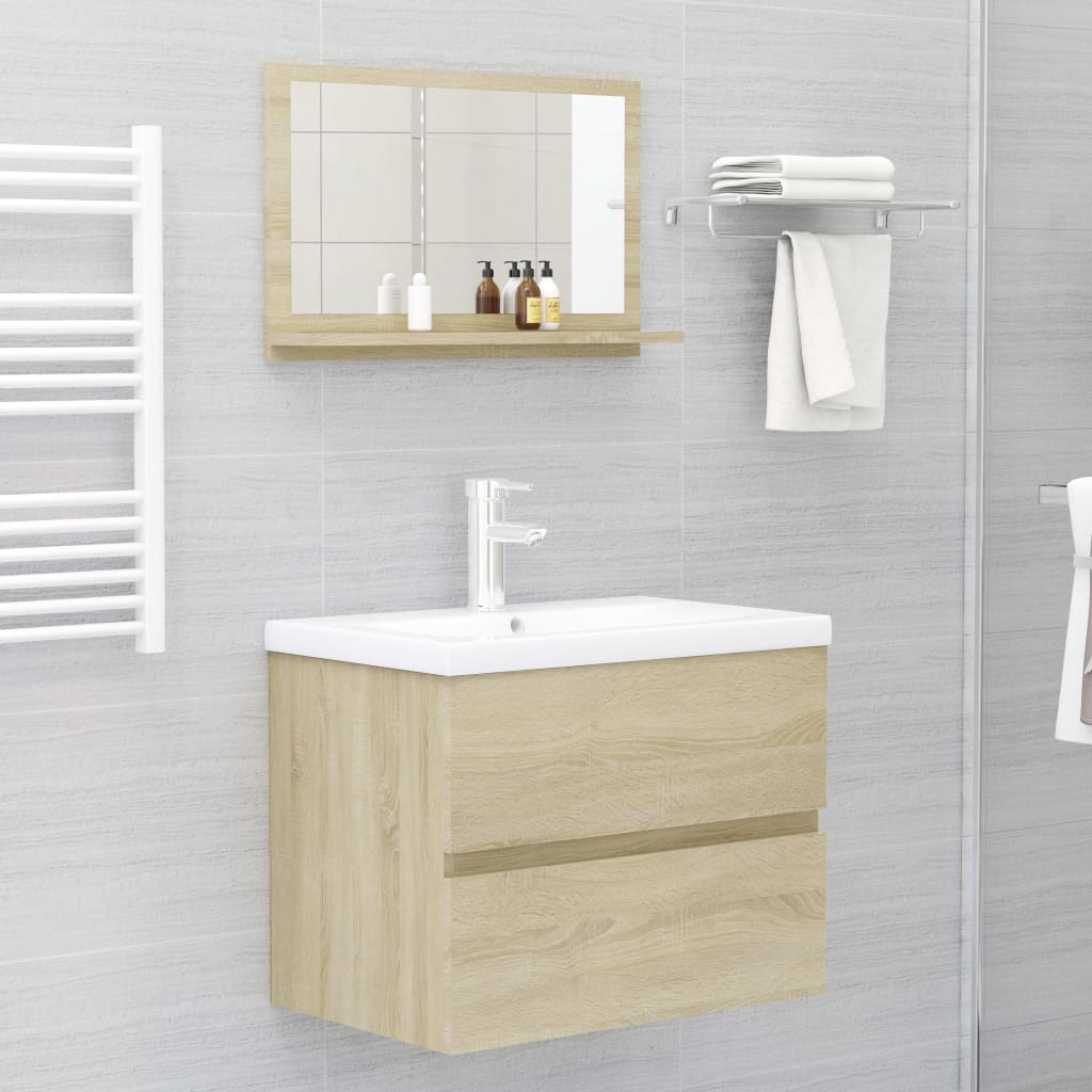 Espejo de baño madera contrachapada color roble 60x10,5x37 cm - Imagen 6