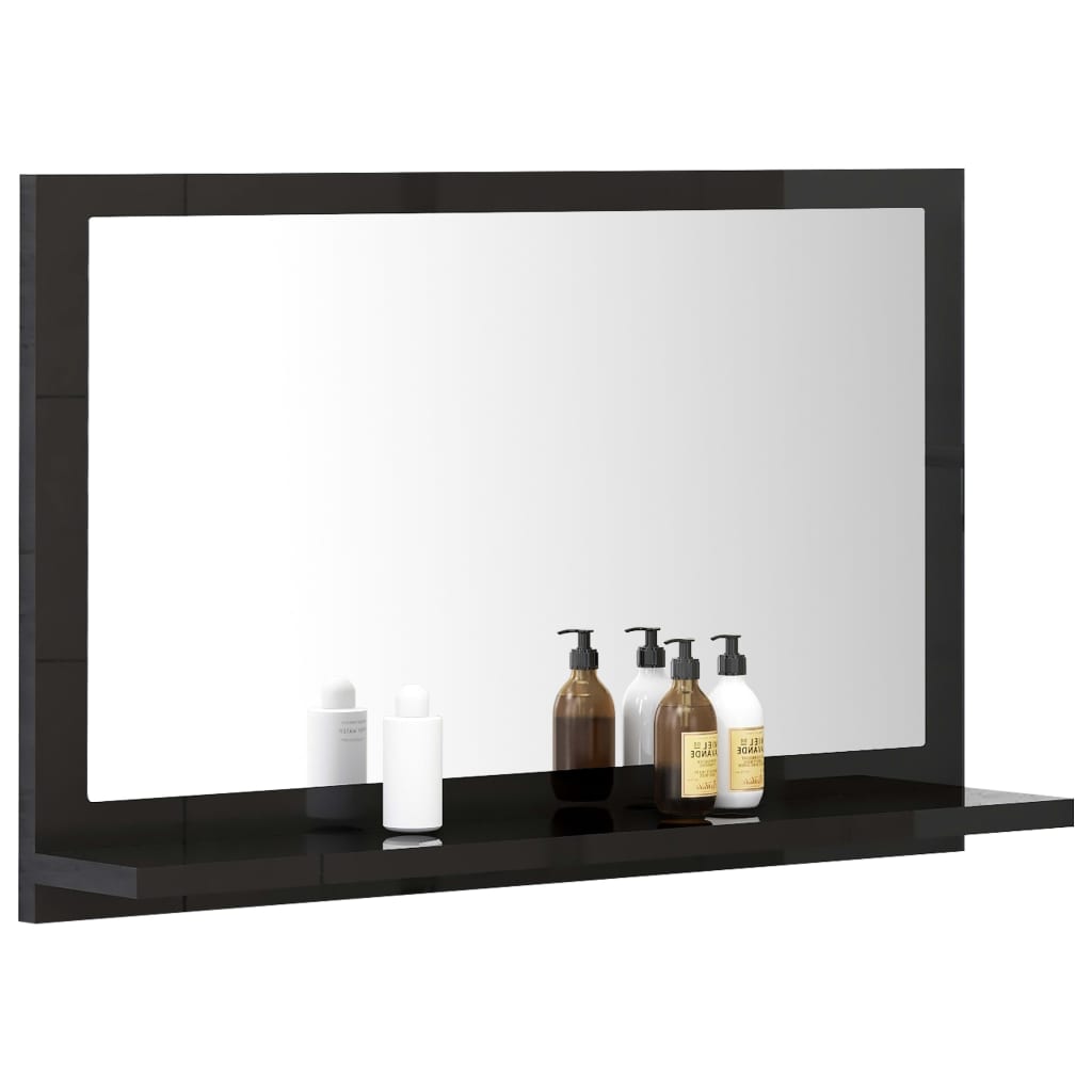 Espejo de baño madera contrachapada negro brillo 60x10,5x37 cm - Imagen 4