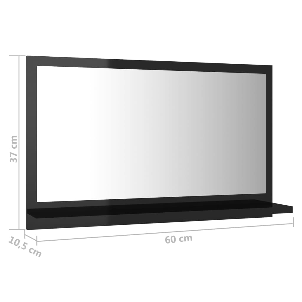Espejo de baño madera contrachapada negro brillo 60x10,5x37 cm - Imagen 7