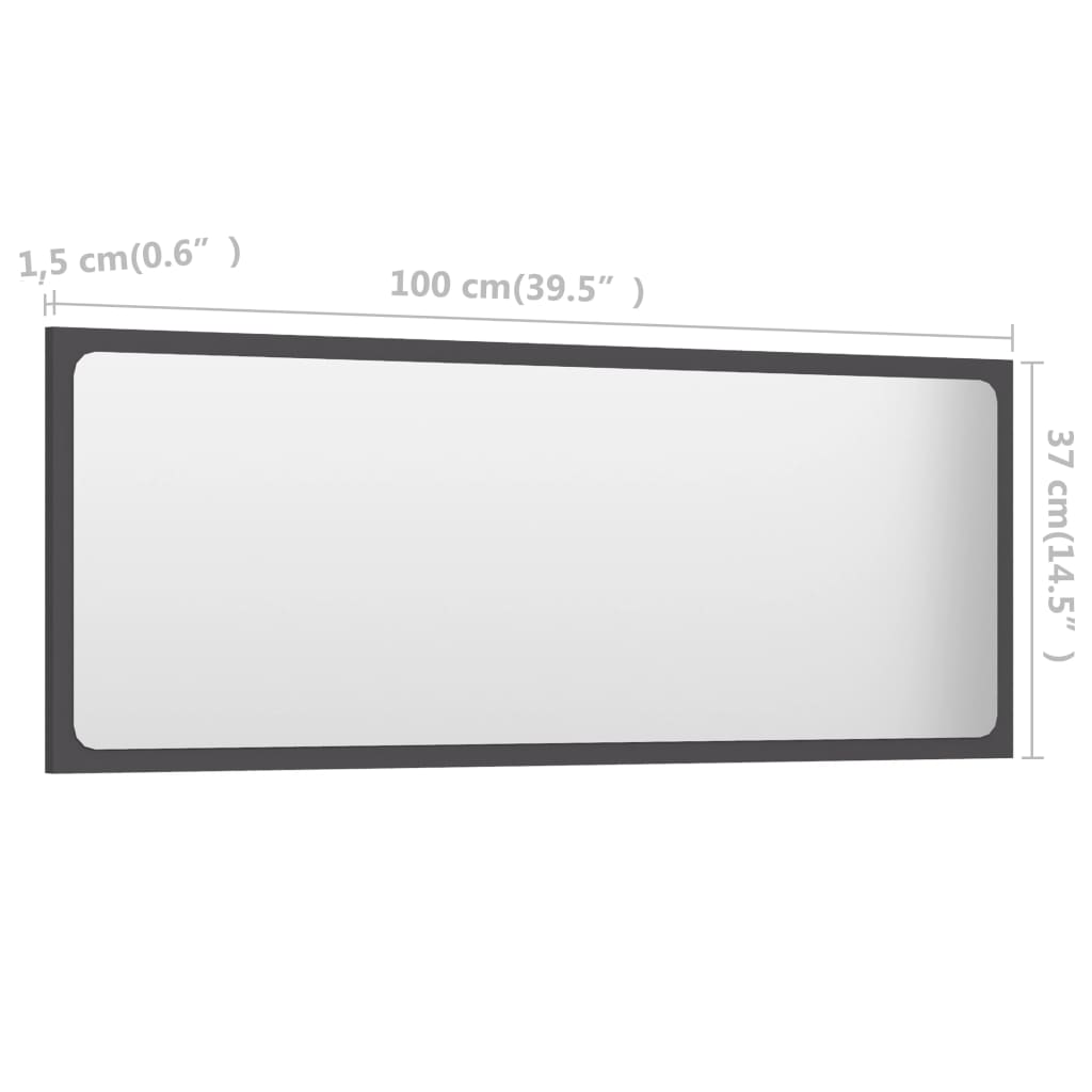 Espejo de baño madera contrachapada gris 100x1,5x37 cm - Imagen 5