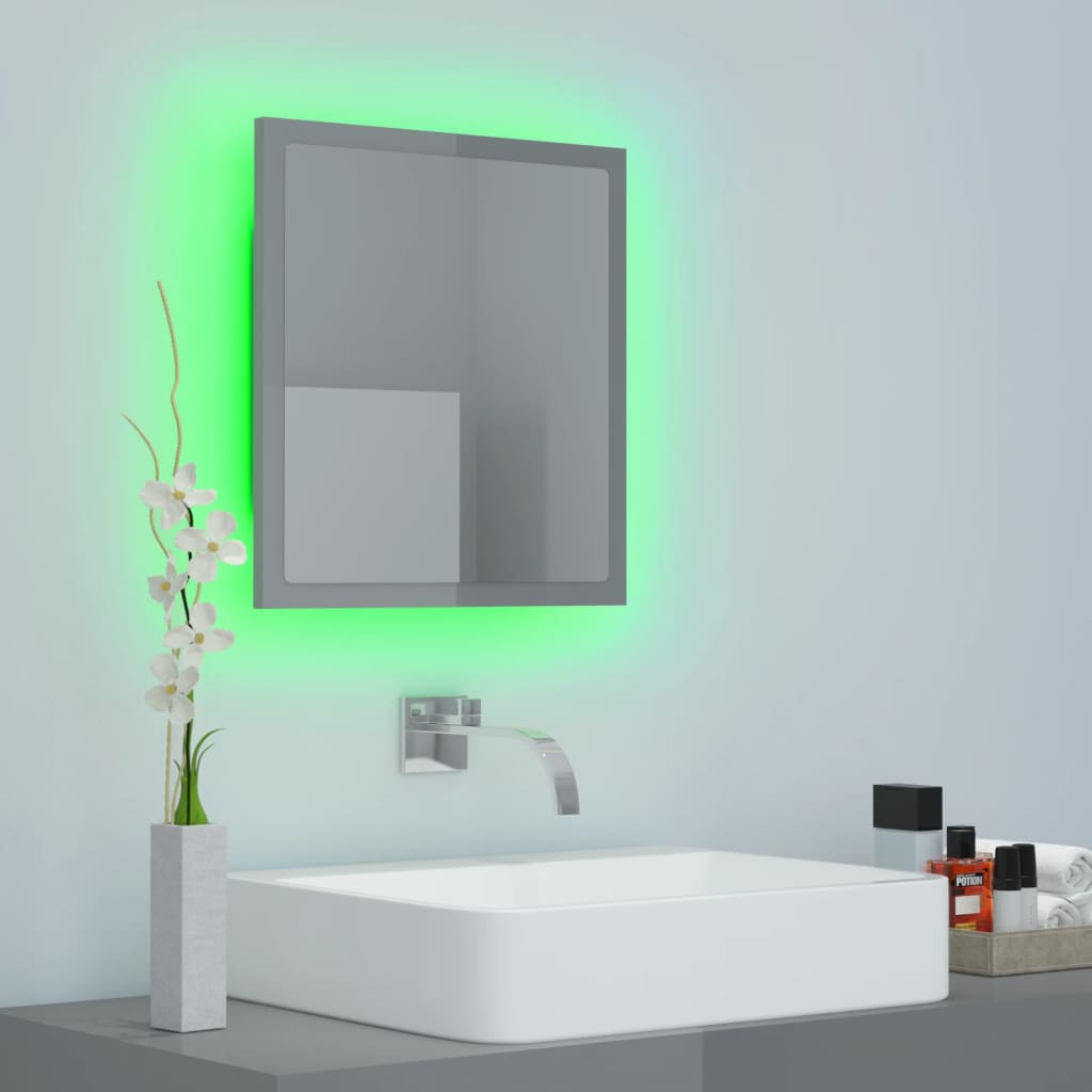 Espejo de baño madera contrachapada gris brillo 40x8,5x37 cm - Imagen 4
