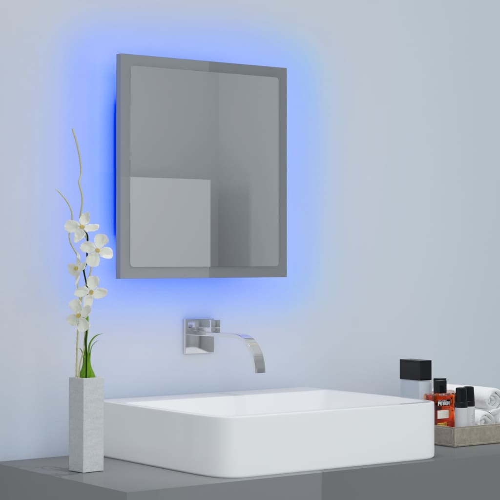 Espejo de baño madera contrachapada gris brillo 40x8,5x37 cm - Imagen 5