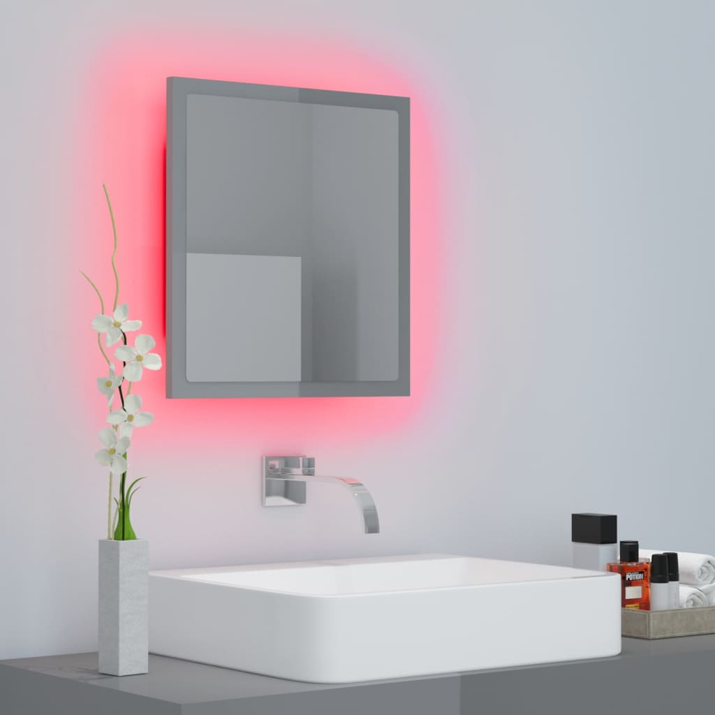 Espejo de baño madera contrachapada gris brillo 40x8,5x37 cm - Imagen 6