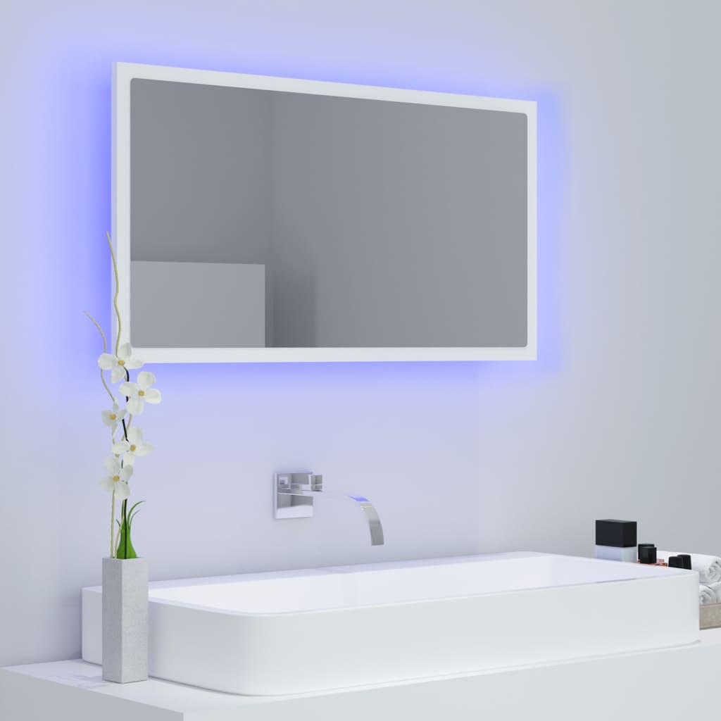 Espejo de baño LED acrílico blanco 80x8,5x37 cm - Imagen 3