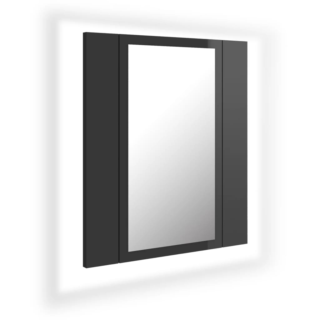 Armario espejo de baño luz LED acrílico gris brillo 40x12x45 cm - Imagen 2