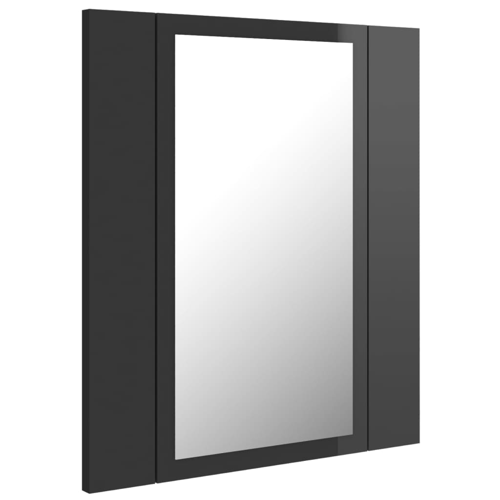 Armario espejo de baño luz LED acrílico gris brillo 40x12x45 cm - Imagen 8
