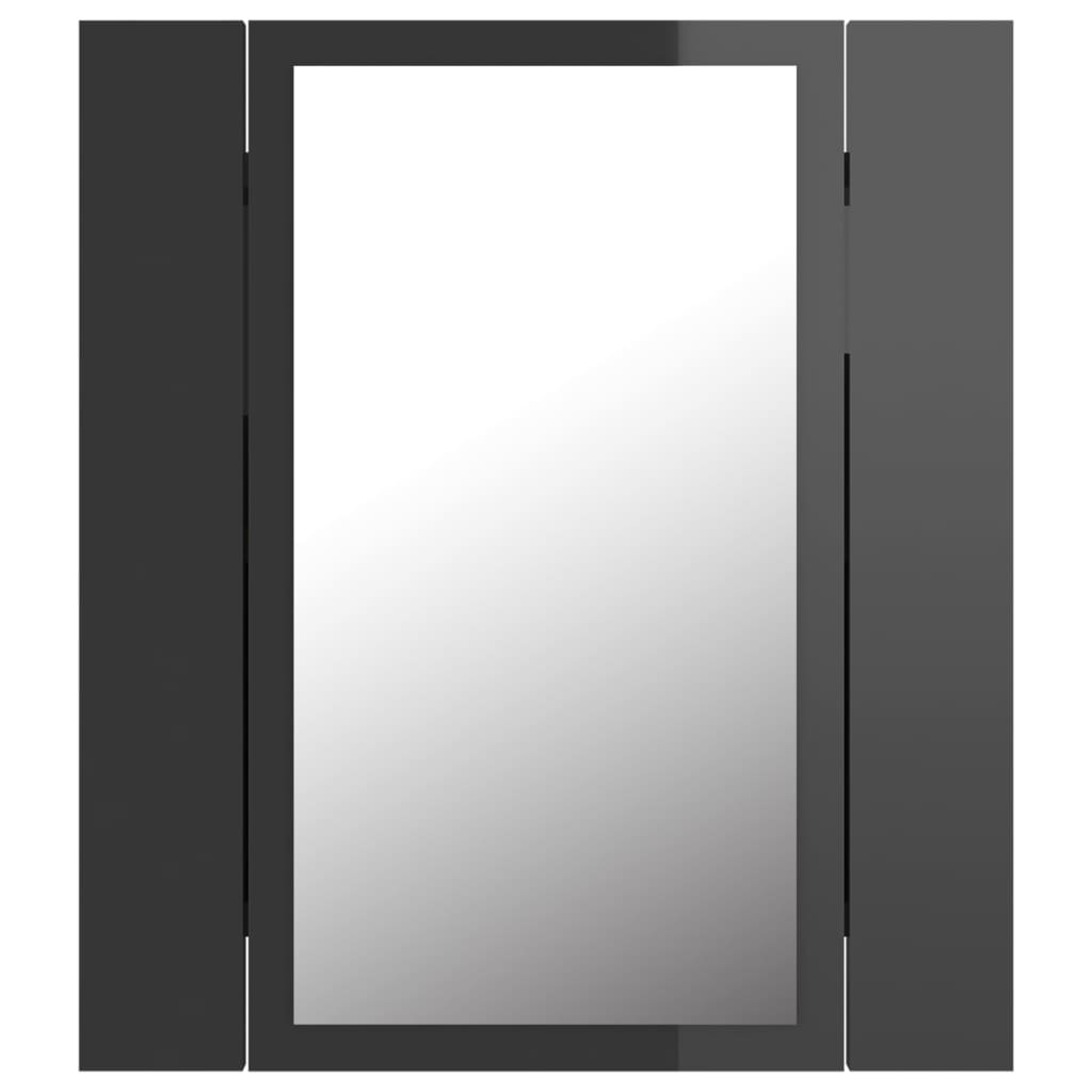 Armario espejo de baño luz LED acrílico gris brillo 40x12x45 cm - Imagen 9