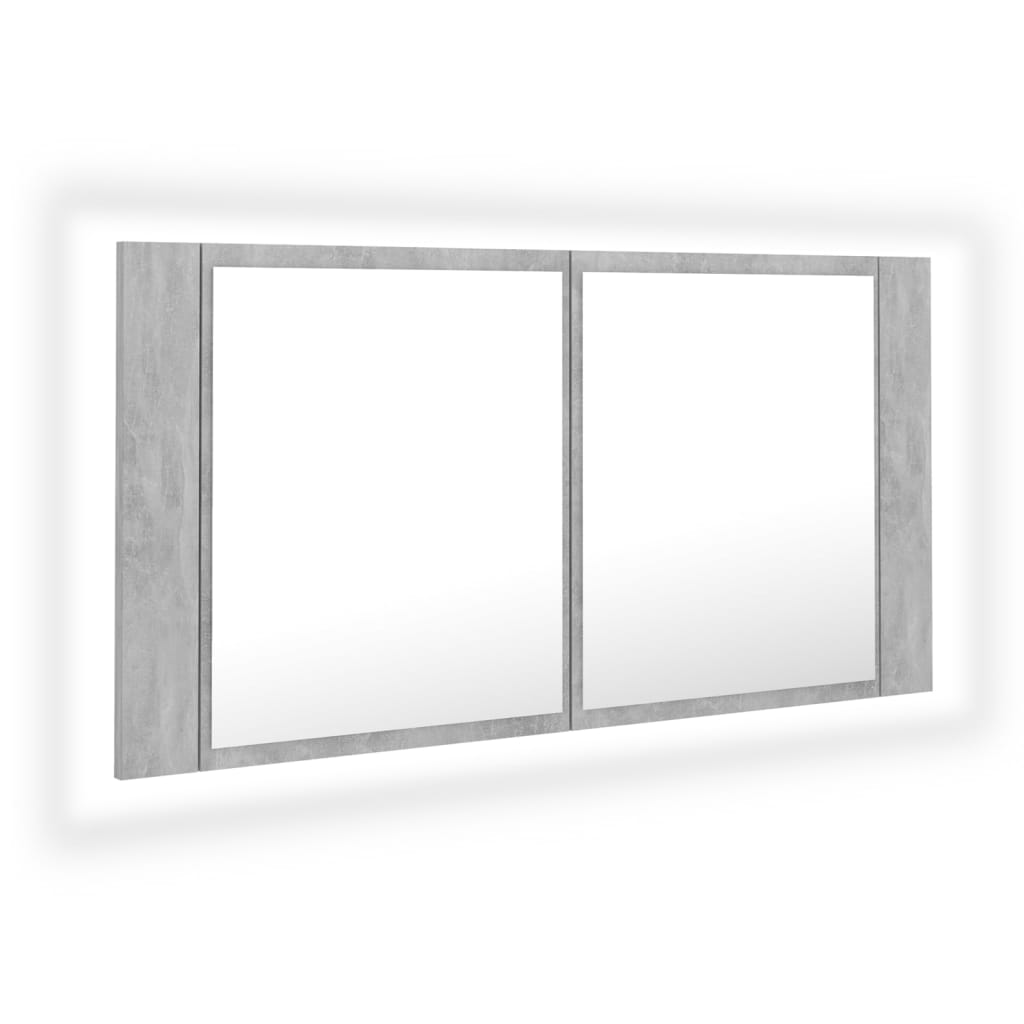 Armario espejo baño luz LED acrílico gris hormigón 90x12x45 cm - Imagen 2