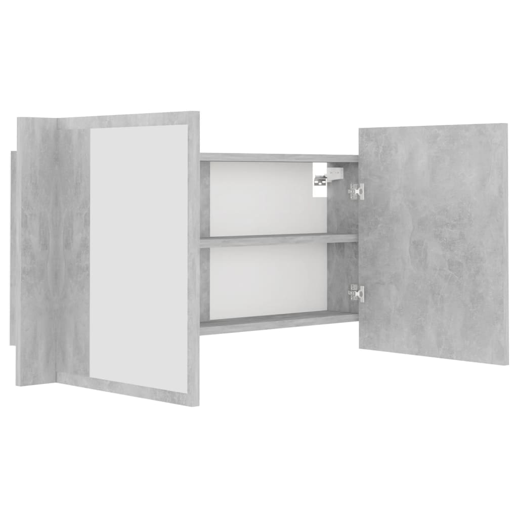 Armario espejo baño luz LED acrílico gris hormigón 90x12x45 cm - Imagen 11