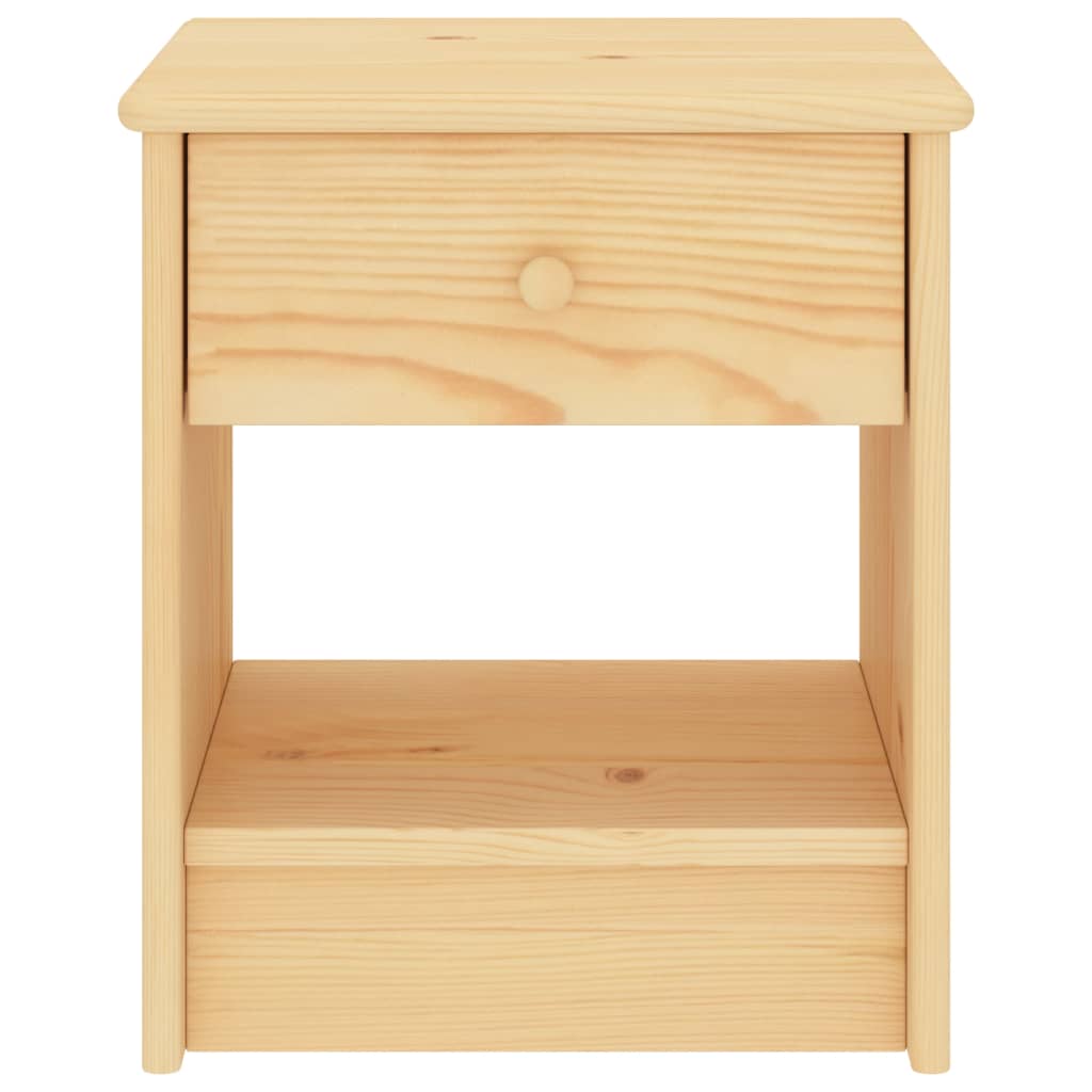 Mesita de noche madera maciza de pino madera clara 35x30x40 cm - Imagen 2